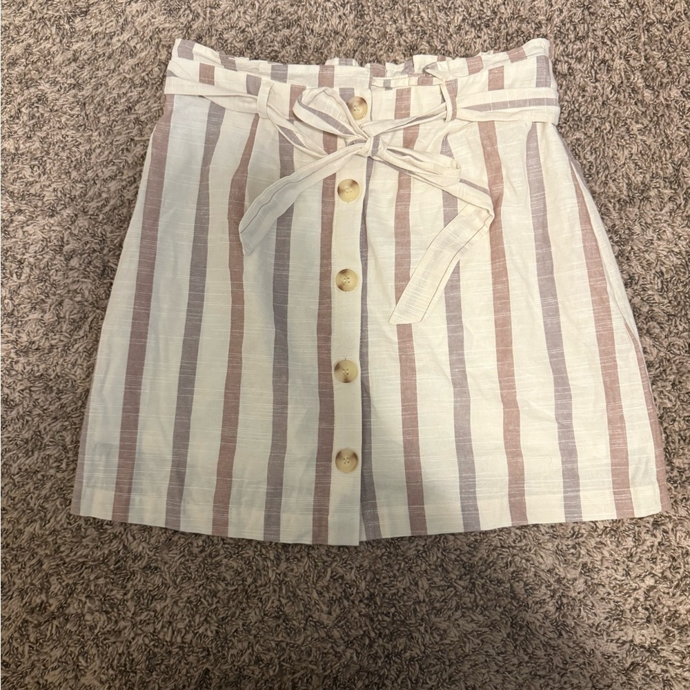 Mine A-Line Striped Skirt with Tie Waist